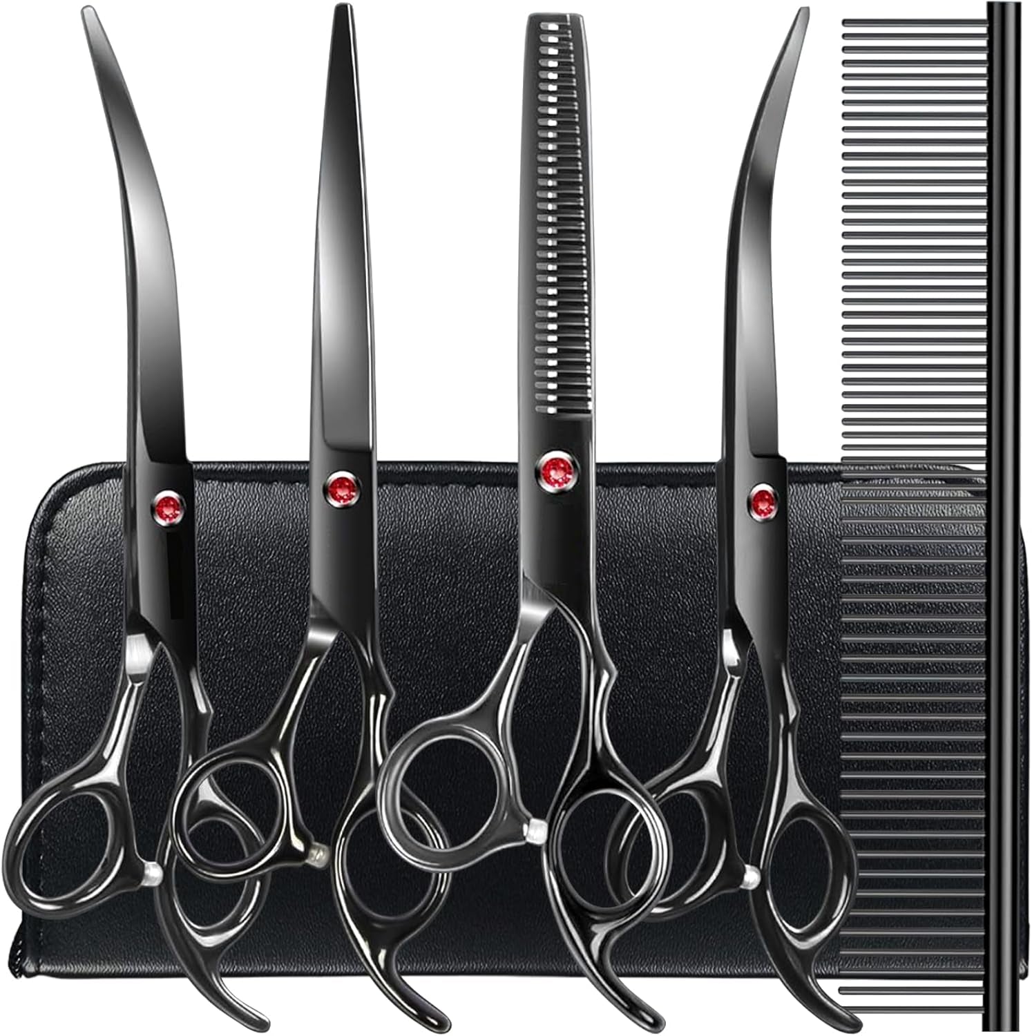 tinmarda-dog-grooming-kit-professional-stainless-steel-dog-grooming-scissors-with-curved-shears-pink-finger-rings-4-piece-sharp-durable-pet-shears-for-dogs-cats-at-home-salon-quality-grooming