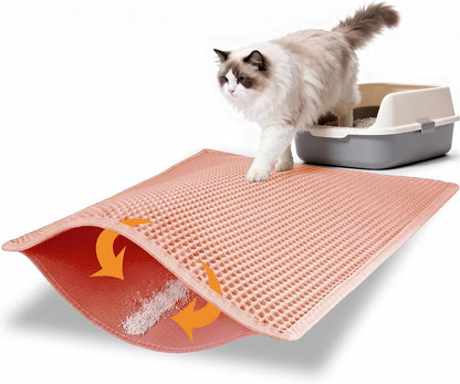 Pieviev Cat Litter Mat Double Layer Waterproof Urine Proof Trapping Mat 1 Pack (Gray, 24X15 Inch (Pack of 1)) | Honeycomb Design Catches Scattered Particles to Stop Tracking, Urineproof Base Protects Floors, Easy to Clean11