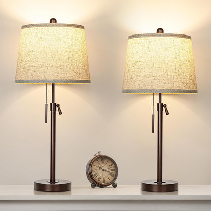 Table Lamps Set of 2, 22" to 30"Adjustable Height Bedside Lamps for Living Room 3 Color Temperatures Tall Nightstand Lamps Modern Brown Table Lamp for Bedroom Office End Table (Bulbs Included)1