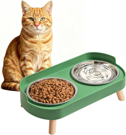 Loejan Elevated Cat Bowls Set - Raised Cat Food and Water Bowl Set with Non Slip Stand - Pet Feeding Station with 2 Stainless Steel Bowls with Splash Proof Guard11