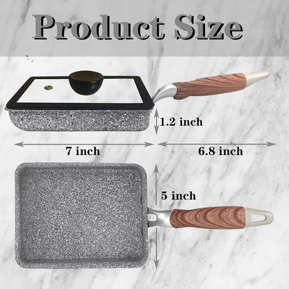 9Pcs Tamagoyaki Pan Set, Japanese Omelette Pan Nonstick with Lid, Square Japanese Egg Skillet Rectangle 7"X5" Grey4