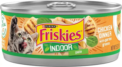 Purina Friskies Indoor Cat Food Pate Chicken Dinner with Garden Greens - (Pack of 24) 5.5 Oz. Cans1