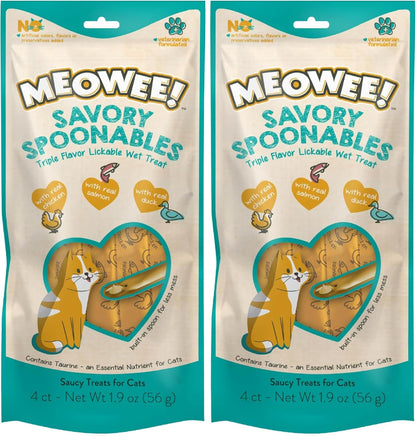 MEOWEE! Savory Spoonables Variety Pack, 12 Count Tube, Triple Flavor Squeezable Lickable Wet Treats for Cats with Built-In Spoon for Less Mess37