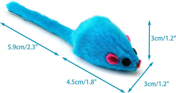 CHIWAVA 36PCS 4.1'' Furry Cat Toy Mice Rattle Small Mouse Kitten Interactive Play Assorted Color5