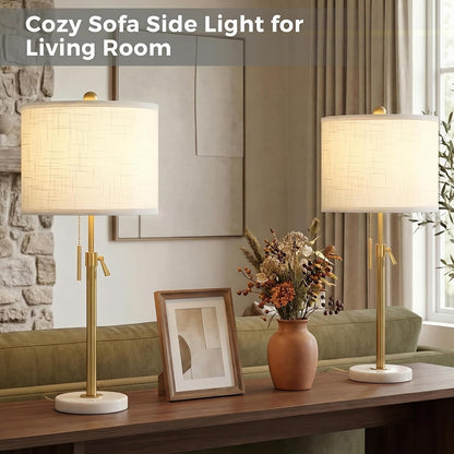 Gold Table Lamps Set of 2, 22" to 30" Adjustable Nightstand Lamps for Bedroom, Dimmable End Table Lamps for Living Room Console Entry Farmhouse Home Decor, New House Warming Gifts5