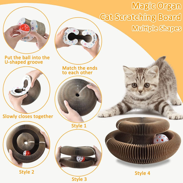 Magic Organ Cat Scratching Board & Accordion Toy - Cat Butler Snuffle Paw Cardboard Slinky3