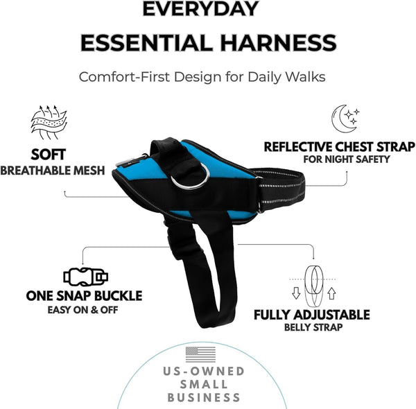 Shawnco Essential Dog Harness, No-Pull Pet Vest with 3 Leash Clips, No Choke, Reflective, Adjustable and Padded, for Easy Walking and Training for Small, Medium and Large Dogs (Oceanic Blue, S)2