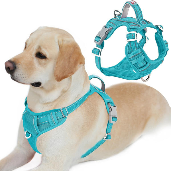 BARKBAY Dog Harness No Pull with ID Tag Pocket - Heavy Duty, Reflective, Easy Control for Large Dogs(Blue,L)25