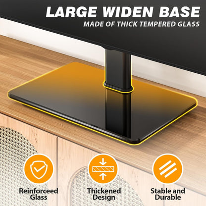 Universal Swivel TV Stand for 27-60 Inch Curved/Flat Screen Tvs, Table Top TV Base Replacement Holds up to 88 Lbs, Height Adjustable TV Stand Mount with Tempered Glass Base, MAX VESA 400X400Mm | Height Adjustable Table Top TV Base Replacement, Holds 88Lbs, Tempered Glass Base, Max VESA 400X400Mm5