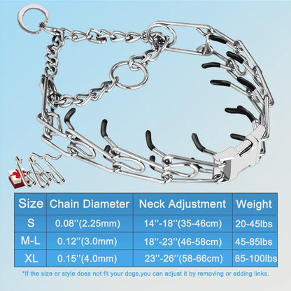 Prong Collar for Dogs, Dog Training Collar for Small Medium Large Dogs | Dog Pinch Collar, Adjustable Size, No Pull, Quick Release Buckle, Hook 360° Swivel, High Quality, Extra Link and Rubber Cap4