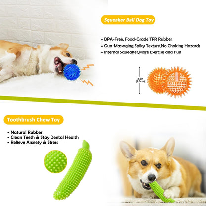 Aipper Dog Toys 25 Pack for Fun and Teeth Cleaning, Puppy Chew Toys Pack with Squeak Plush Toy,Squeaky Toy Balls,Tug of War and Rope Toys for Puppy to Small Dogs3