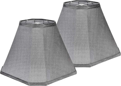 Bell Lamp Shade Set of 2,6.5" X 13" X 10.5",Grey Fabric Lampshade | Retro Scalloped Lamp Shade for Table Lamps,Floor Lamps Replacement,Spider Fitter,Easy Assembly1