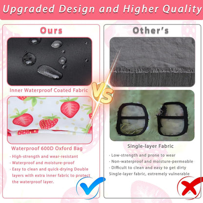 DZWLKJ Guinea Pig Hay Feeder, 2 Pack, 11 X 9 X 1 Inches, Rabbit Hay Feeder Bag, Stainless Steel, 600D Oxford, Watermelon and Strawberry2