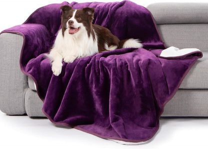 Gogobunny Waterproof Bed Blanket, Reversible Sherpa Fleece Throw Blanket for Dog Puppy Cat, Furniture Cover Protects Bed Couch Sofa from Liquid Pee and Pet Fur (Dark Purple, 50X60 Inches)47