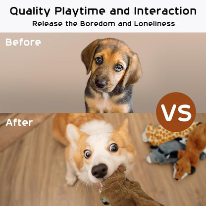 Nocciola Dog Squeaky Toys, 5 PCS Crinkle Plush Dog Toys, No Stuffing Dog Toys for Small Medium Large Dogs, Stuffless Puppy Toys for Boredom2
