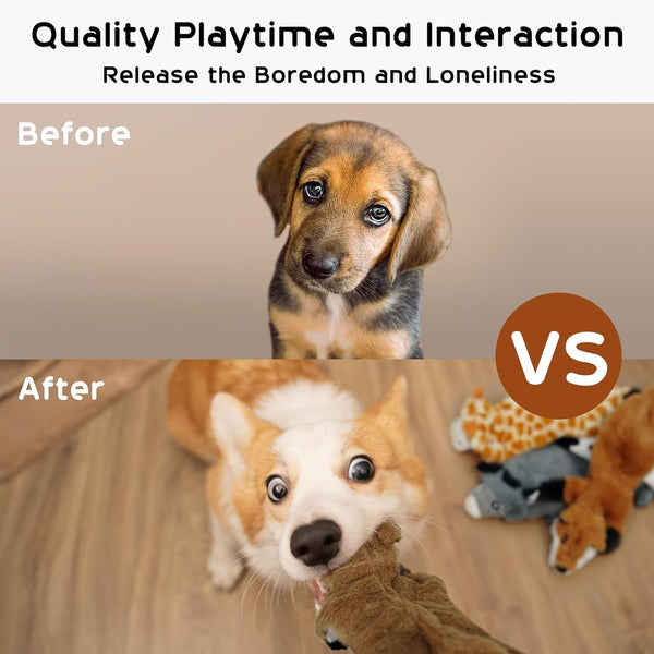 Nocciola Dog Squeaky Toys, 5 PCS Crinkle Plush Dog Toys, No Stuffing Dog Toys for Small Medium Large Dogs, Stuffless Puppy Toys for Boredom2
