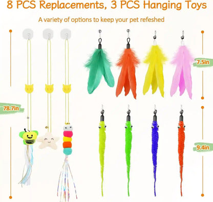 Cat Wand Toy, Interactive Kitten Feather Toys Self Play, Cat Teaser for Indoor Cats Reusable Suction Cup Toys for Indoor Cats Kittens Play Exercise7