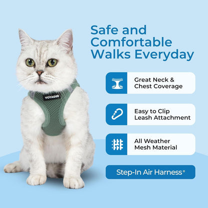 Voyager Step-In Pet Harness - All Weather Mesh, Adjustable Step in Harness for Cats and Dogs by Best Pet Supplies - 307 Set Moss Green, M2