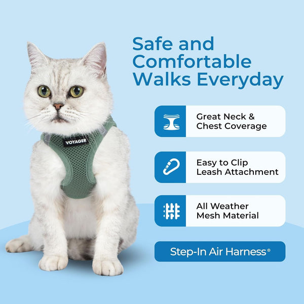 Voyager Step-In Pet Harness - All Weather Mesh, Adjustable Step in Harness for Cats and Dogs by Best Pet Supplies - 307 Set Moss Green, M2