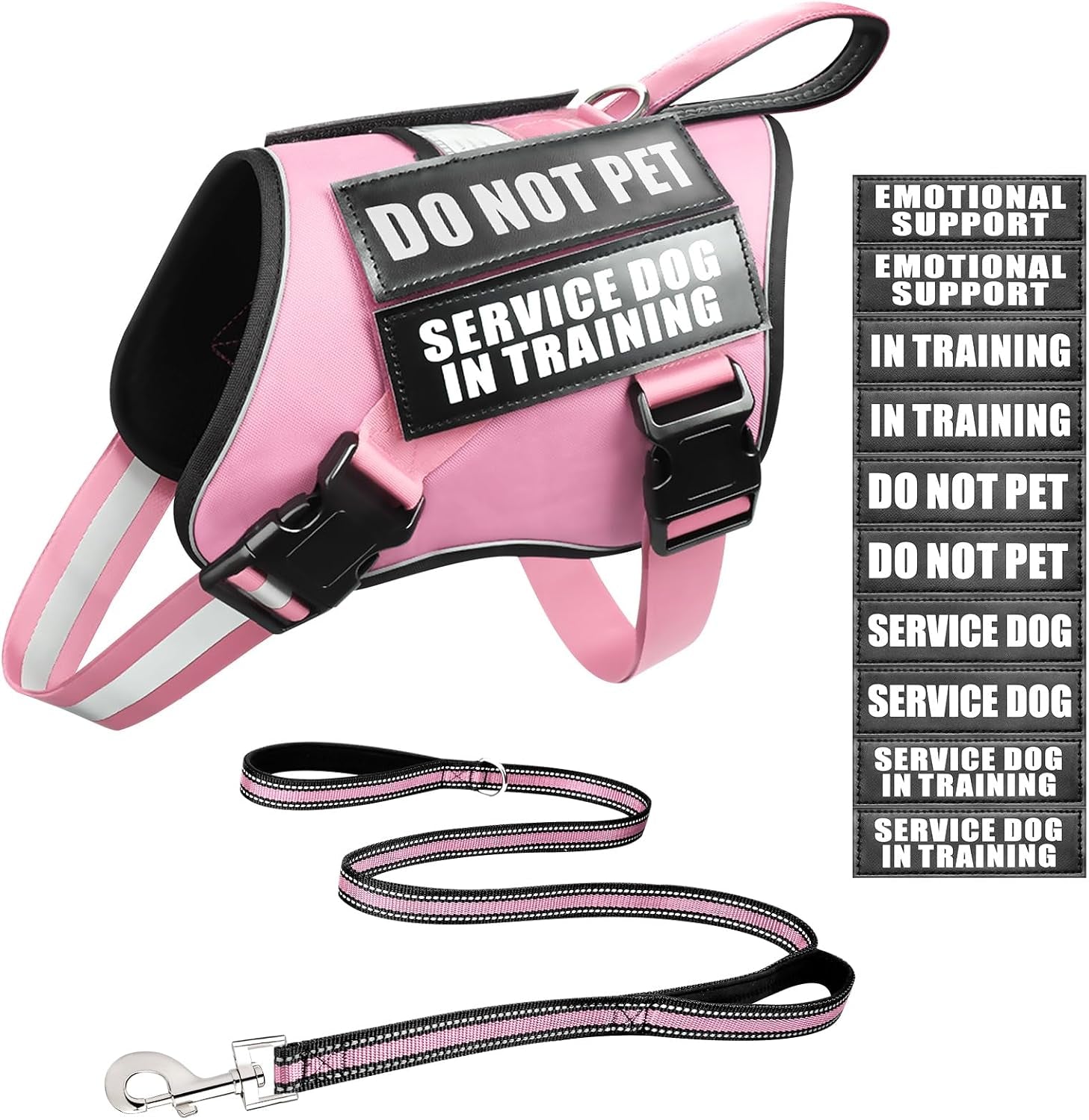 service-dog-vest-harness-and-leash-set-10-patches-no-pull-adjustable-reflective-dog-harness-with-soft-padded-handle-for-training-everyday-fit-small-medium-large-extra-large-dogsred-xl-no-pull-adjustable-reflective-service-dog-harness-large-sized-dog-leash-with-2-soft-padded-handles-for-training-working
