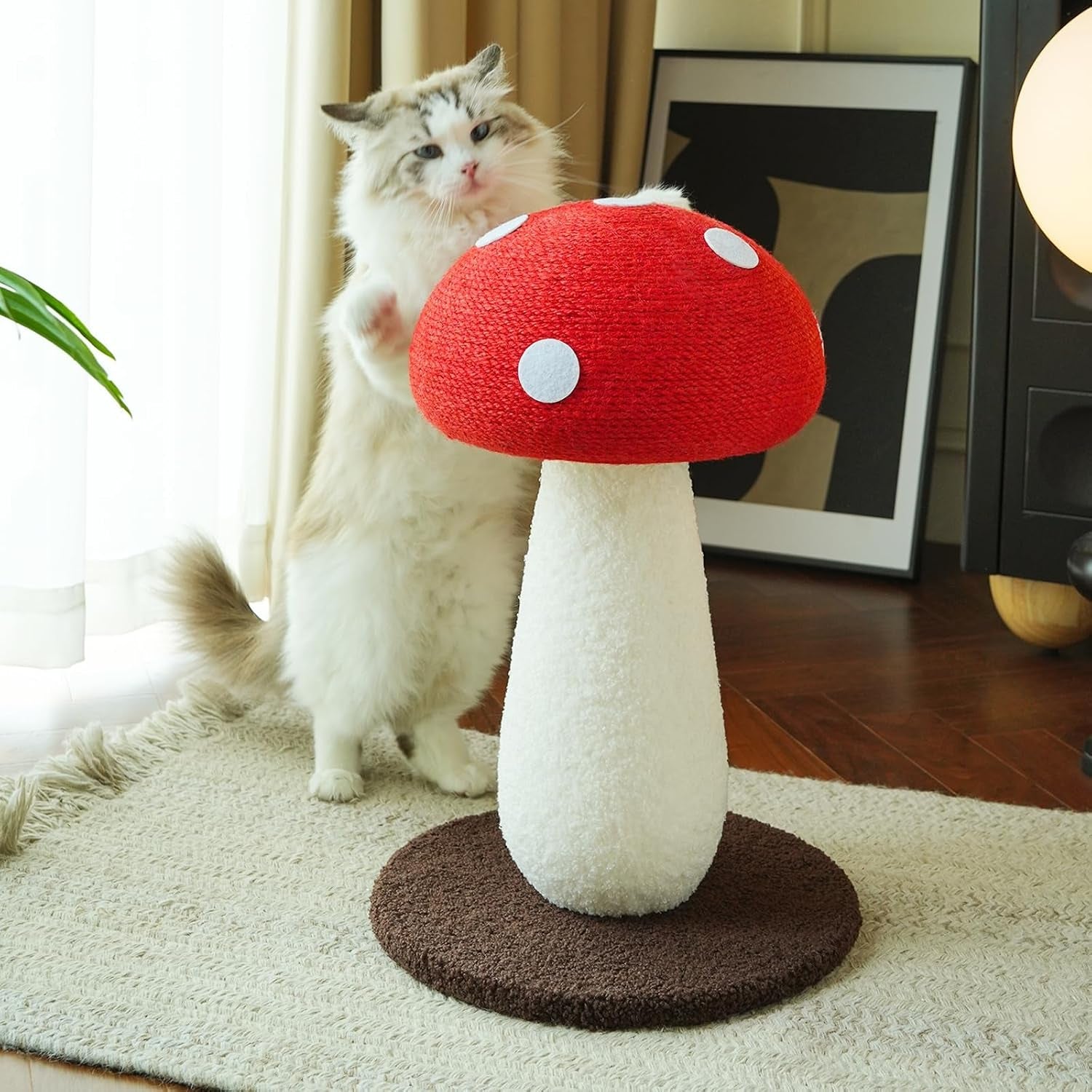 mushroom-cat-scratcher-sisal-cat-scratching-post-cute-red-mushroom-design-13-39-h-x-11-02-w-natural-sisal-rope-soft-plush-interactive-hanging-toy-for-indoor-cats