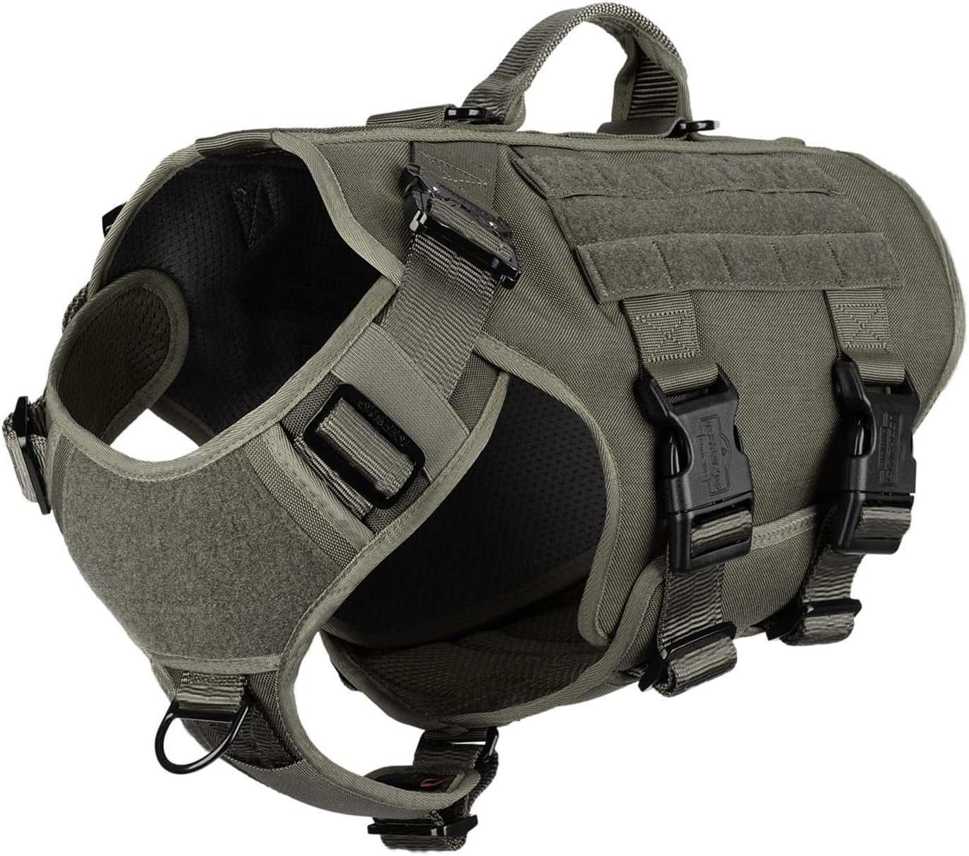 icefang-no-pull-tactical-dog-harness-for-large-dogs-adjustable-dog-vest-control-handle-molle-panel-front-hook-3-leash-clips-soft-padded-for-walking-training-pink-large