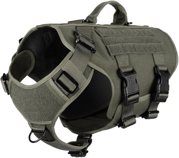 ICEFANG No Pull Tactical Dog Harness for Large Dogs,Adjustable Dog Vest | Control Handle,Molle Panel,Front Hook,3 Leash Clips,Soft Padded,For Walking Training,Pink,Large9