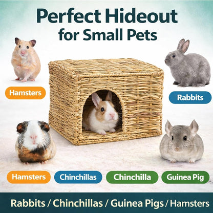 HERCOCCI Extra Large Grass House for Rabbit, Foldable & Comfortable House | Small Animal Hut Play Hideaway Bed Hay Mat Chew Toy for Bunny Guinea Pig Hamster Chinchilla (1 Pack)7