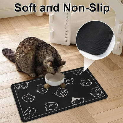 Pet Feeding Mat, Absorbent Dog Mat, Quick Dry Pet Food Mat Cat Feeding Mat Pet, Quick Dry Water Dispenser Mat Pet Supplies for Dog and Cat (Black, (12"X19"))4