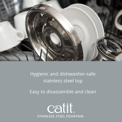 Catit Fresh & Clear Stainless Steel Cat Water Fountain, 500236