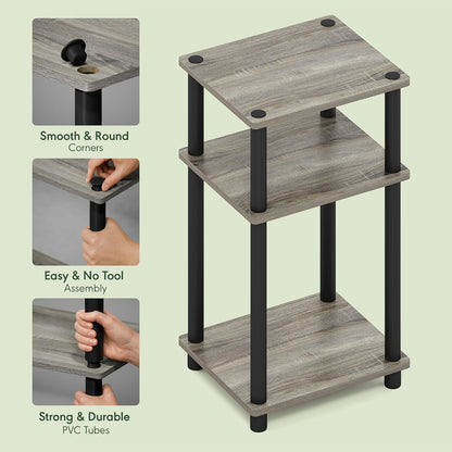 JUST Toolless 3-Tier Side Table, Open Shelf End Table, French Oak | Soft-Corner, Night Stand, Bedside Table, for Living Room, Bedroom, Bathroom4