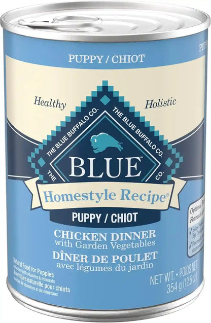 Blue Buffalo Homestyle Recipe Chicken Dinner with Garden Vegetables Paté Natural Puppy Wet Dog Food, Made with Natural Ingredients, Vitamins & Minerals, 12.5-Oz. Can (12 Count)1