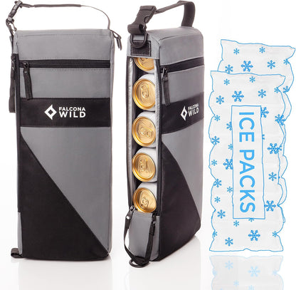 Golf Cooler Bag plus 2 Ice Packs - Keeps Drinks Cold for Hours | Holds 6 Cans, Fits Discreetly in Golf Bags, Comfortable Carry Strap, Insulated Beer Sleeve, Useful Golf Accessories and Gifts1
