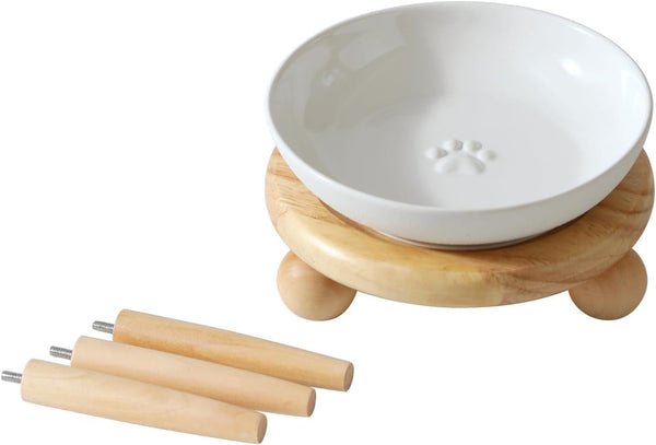 Havniva Elevated Cat Bowls, Cat Food and Water Bowl Set, Ceramic Cat Bowl | Raised Cat Food Bowls, Whisker Friendly, 5.6” Shallow Cat Dishes + 6” Wide Cat Plates, Non-Slip Wood Stand, Two Heights13