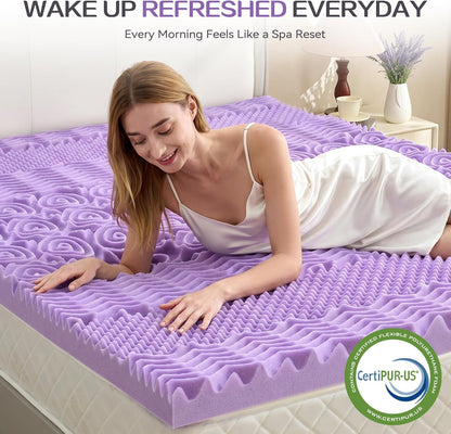 2 Inch 7-Zone Memory Foam Mattress Topper Twin XL, Twin Extra Long Mattress Pads for College Dorm Room, Pressure Relieve Certipur-Us Certified, 39X80 Inches, Violet4