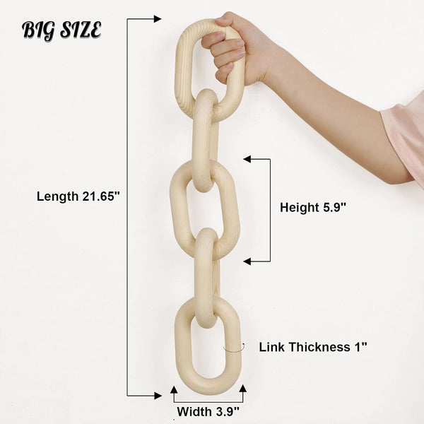 Wood Chain Link Decor, 5-Link Wooden Decorative Chain Home Decor Accents, Coffee Table Decor, Shelf Decor Aesthetic, Bookshelf Table Decorative Objects for Living Room, Housewarming Gifts7
