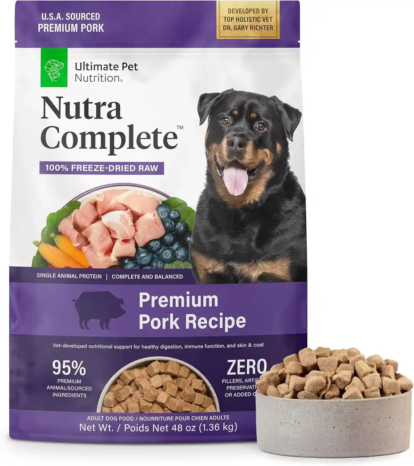 ultimate-pet-nutrition-nutra-complete-100-freeze-dried-raw-veterinarian-formulated-dog-food-with-antioxidants-prebiotics-and-amino-acids-1-pound-beef