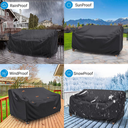 2-Seater Outdoor Patio Sofa Cover Waterproof 60"W×34"D×30"H Black | Outdoor Couch Cover, Heavy-Duty All-Weather Protection from Rain and UV for Outdoor Patio Furniture; Fits Sofa and Loveseat7