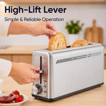 ® Slim Long Slot Stainless Steel Toaster, Toaster 2 Slice Wide Slot with 10.24 X 1.5 in Slot, Bagel Defrost Cancel, 7 Shades, Crumb Tray8