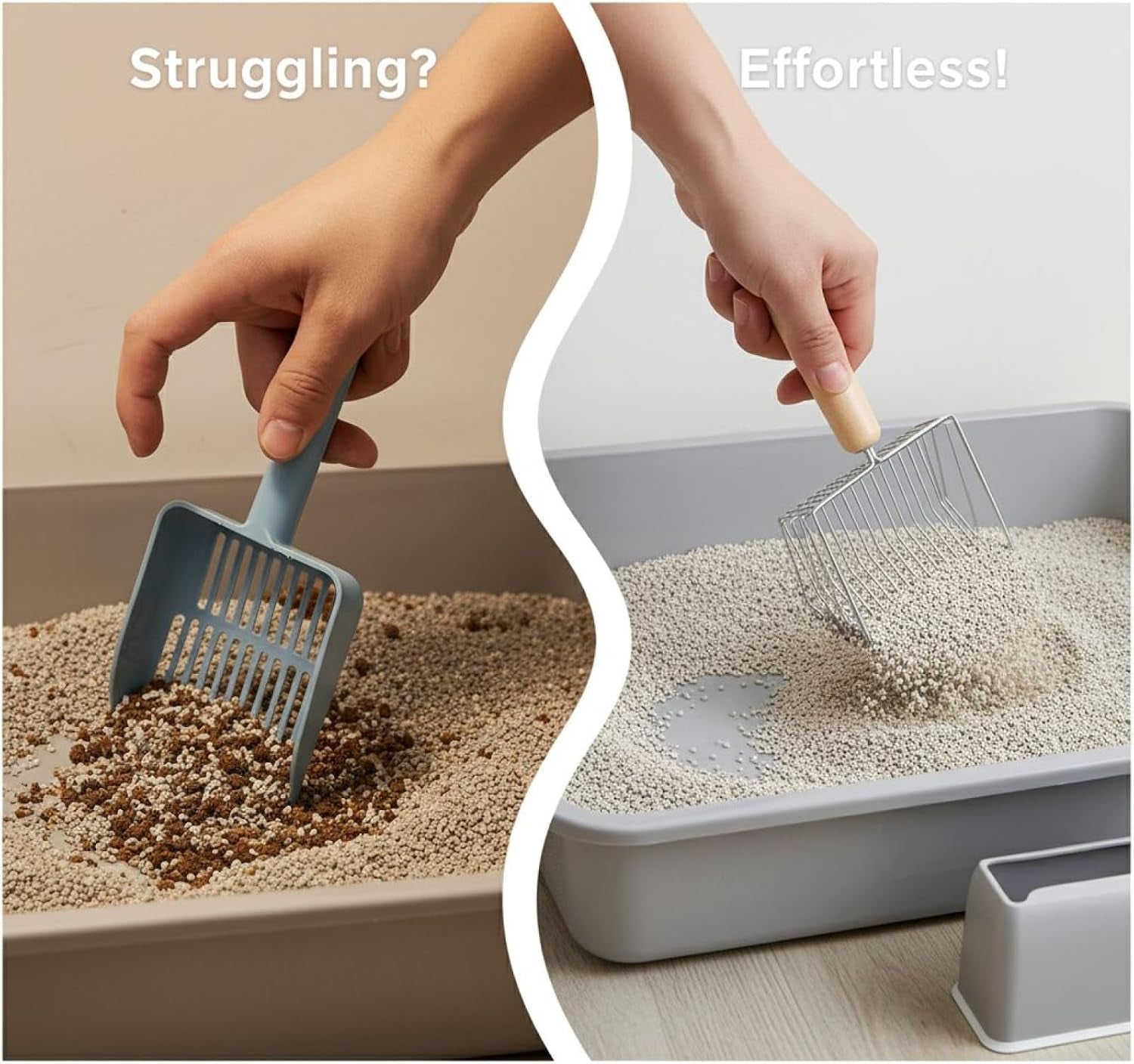 11-in-long-handle-cat-litter-scoop-set-gray-metal-rustproof-6-7-in-wide-sifter-with-wooden-grip-included-abs-base-holder-stand