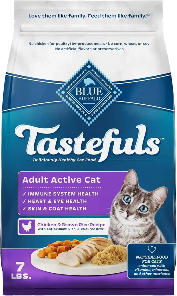 Blue Buffalo Tastefuls Active Cat Dry Cat Food, Made in the USA with Natural Ingredients, Chicken & Brown Rice Recipe, 3-Lb. Resealable Bag12