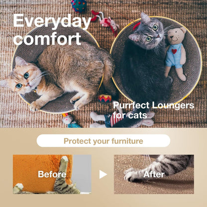 Necoichi Cat Scratcher Bowl for Indoor Cats - Cat Scratching Lounger with Reversible Usability and Extra Comfort for Lounge, Cardboard Bed Couch / (Regular, Dark Cherry)4