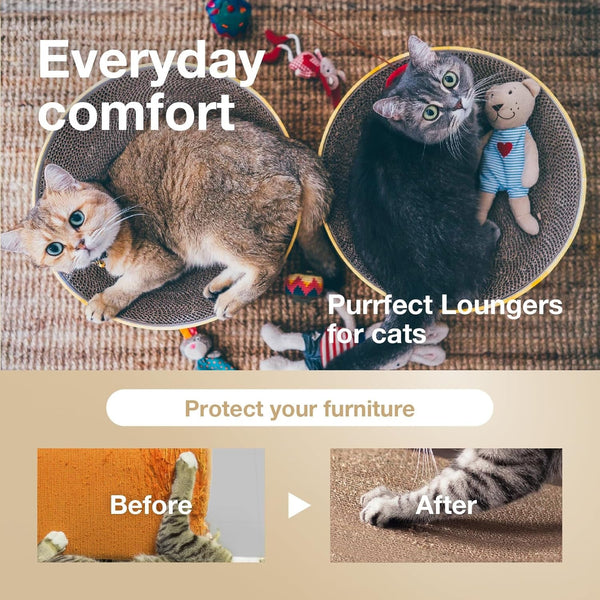 Necoichi Cat Scratcher Bowl for Indoor Cats - Cat Scratching Lounger with Reversible Usability and Extra Comfort for Lounge, Cardboard Bed Couch / (Regular, Dark Cherry)4