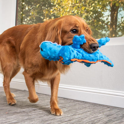 Godog Gators Squeaky Plush Dog Toy with Chew Guard Technology, Durable Fabric & Squeaker for Active Play, Blue, Large6