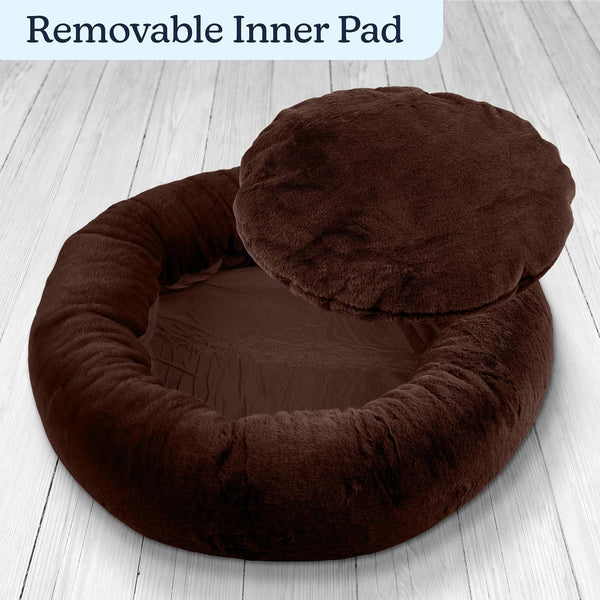 PETMAKER Dog Bed - Donut Pet Bed for Medium Pets - Dog Bed with Removable Washable Cover and Anti-Slip Bottom - Puppy Essentials (Dark Brown)6