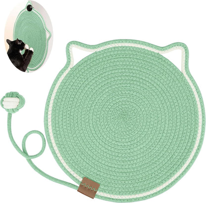 Cat Scratcher Mat, Natural Cotton Rope Cat Scratch Pad, 15.7'' round Horizontal Floor Cat Scratching Pads for Indoor Cats, Cat Furniture Protector for Wall, Couch, Carpets, Sofas8