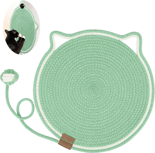 Cat Scratcher Mat, Natural Cotton Rope Cat Scratch Pad, 15.7'' round Horizontal Floor Cat Scratching Pads for Indoor Cats, Cat Furniture Protector for Wall, Couch, Carpets, Sofas8