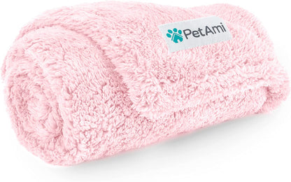 Petami Fluffy Waterproof Dog Blanket for Couch and Bed, Reversible Sherpa Pet Throw, Pee Proof Furniture Protector Sofa Cover, Washable Cat Blanket for Small Medium Dogs and Cats (Pink Blush, 24X32)1
