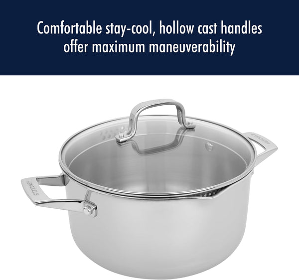 HENCKELS Clad H3 6-Qt Dutch Oven, Induction Pot, Stainless Steel, Durable and Easy to Clean | Induction Pot, Durable, Easy to Clean6