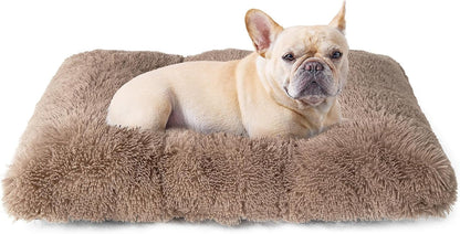 EHEYCIGA Fluffy Dog Crate Bed for Extra Large Dogs, Plush Faux Fur Pad, Calming anti Anxiety XL Bed for Crate, Washable Soft Warm Dog Mat with Non-Slip Bottom, Grey18